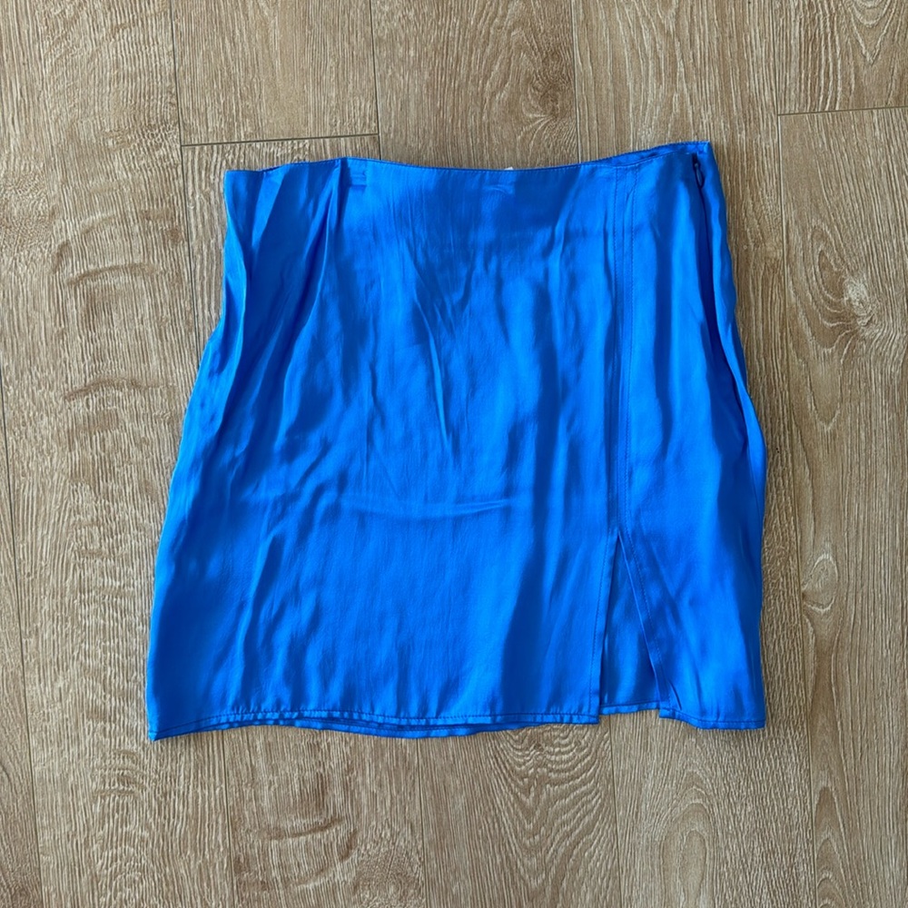 Silk Blue Skirt w/ a Small Slit